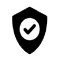 A black and white shield icon with white Tick mark
